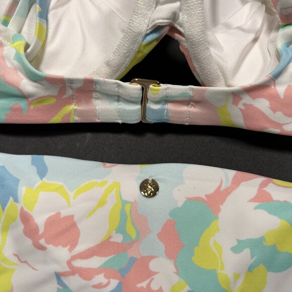 Victoria Secret 36DD L Twist Front Push Up Bikini Top Set Blue Pink Pastel - Picture 8 of 9